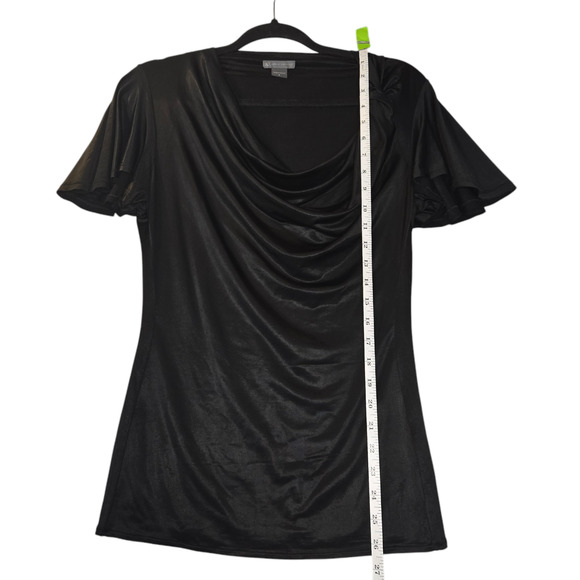Armani Exchange A E Womens Small Blouse Black Shirt Cowl Neck Slinky Flowy Date - Picture 6 of 10